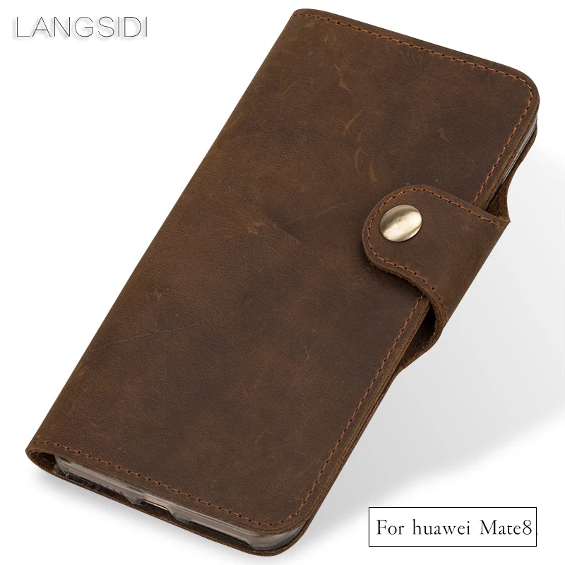 

wangcangli Genuine Leather phone case leather retro flip phone case For Huawei Mate8 handmade mobile phone case