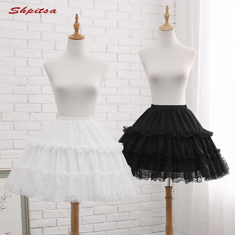 

White or Black 2 Hoops Lolita Petticoat Rockabilly Short Petticoats for Wedding Underskirt Crinoline Woman Hoop Skirt