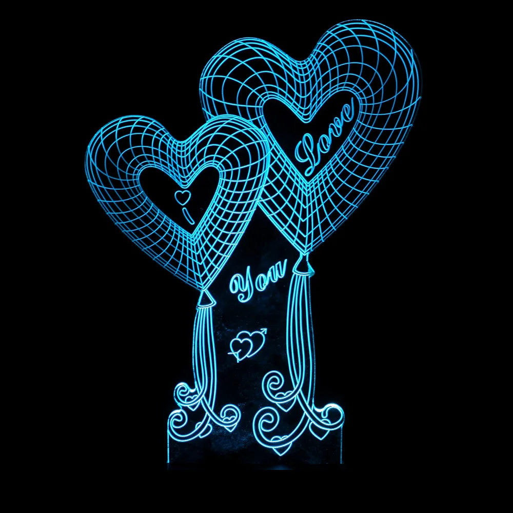 Я люблю тебя 3D Сладкий Любовник Сердце ночные светильники Led USB лампа