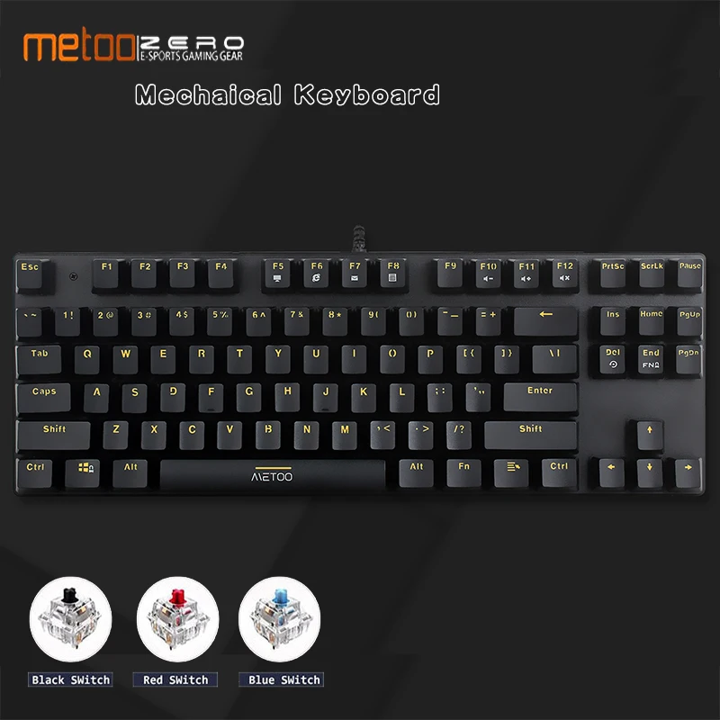 Metoo игровая механическая клавиатура светодиодный подсветкой 87/104 клавиши