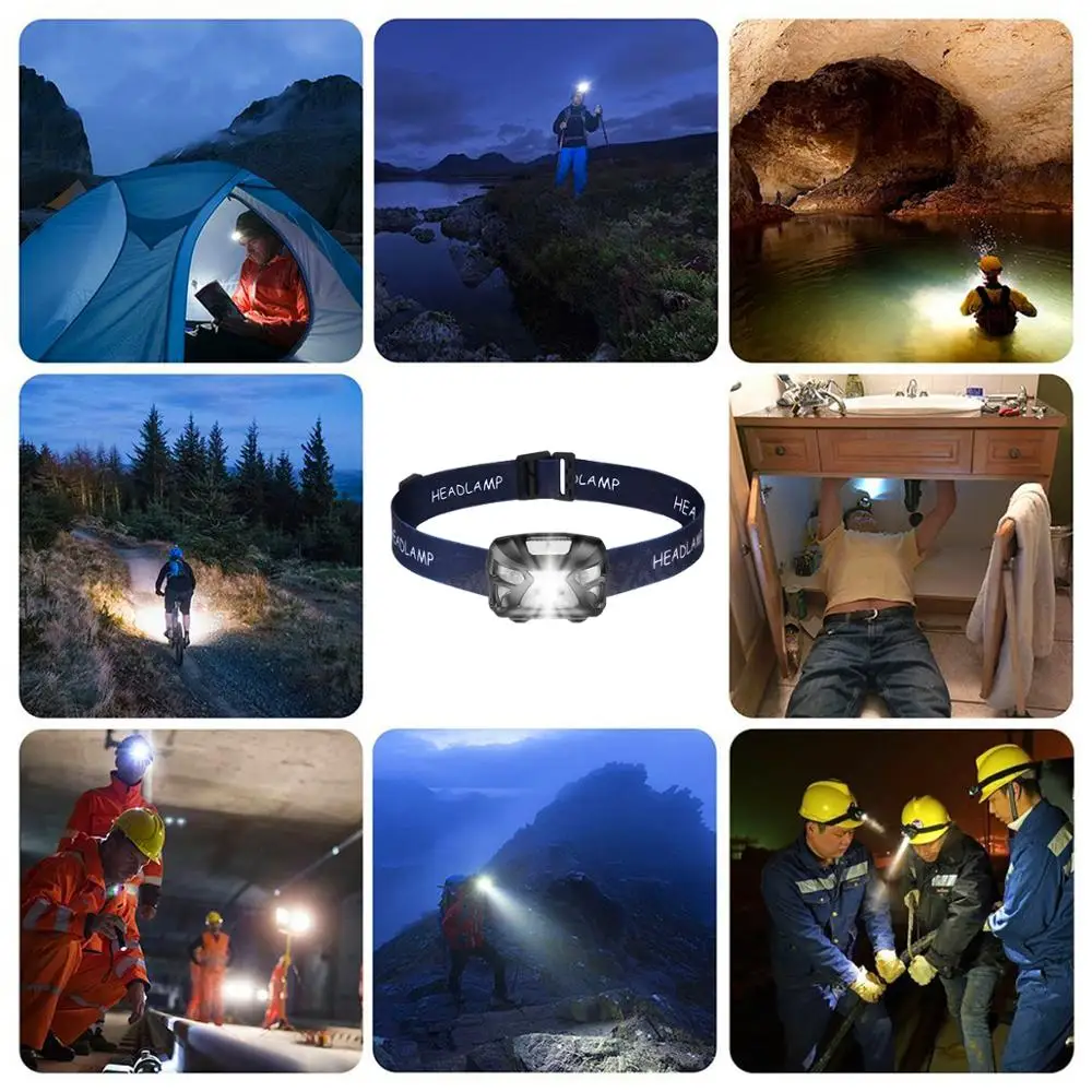 

300Lm Powerfull Headlamp Rechargeable LED Headlight Body Motion Sensor Head Flashlight Camping Torch Light Lamp With USB