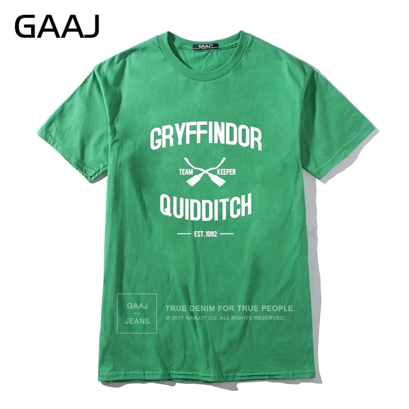 "Gryffindor Quidditch Team" Мужская футболка Homme с круглым вырезом, футболки для мужчин, высокое качество, футболка, модный топ с коротким рукавом# CZ2X5 - Цвет: Green