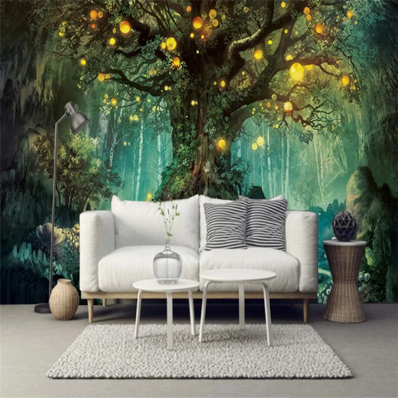 

beibehang Custom 3d wall paper beautiful dream forest wishing tree wallpaper sofa living room dining room tv backdrop