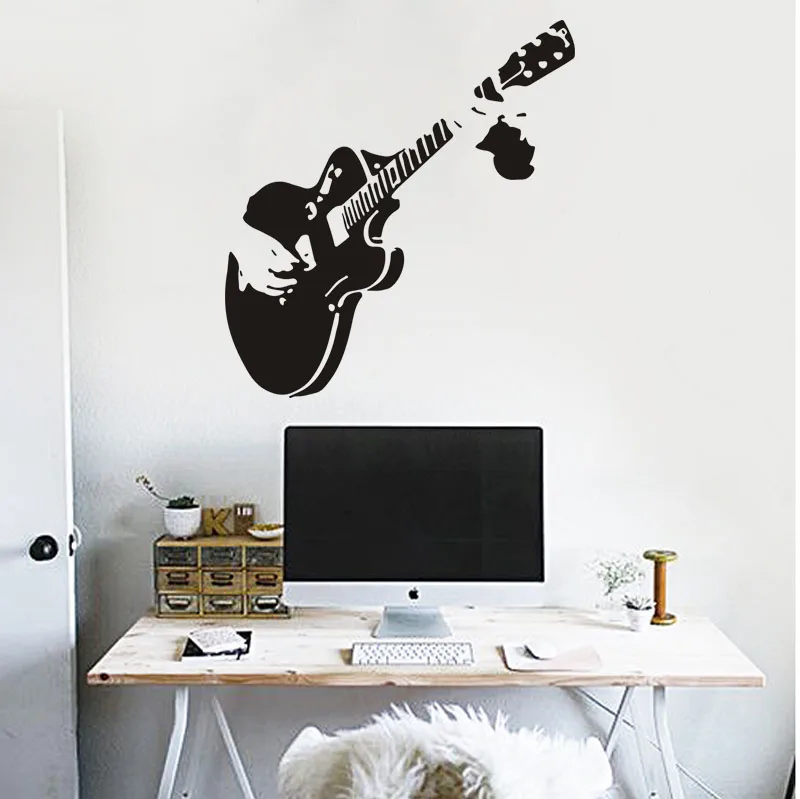 

Playing Guitar Music Theme Stickers Eco-friendly Removable Vinyl Wall Stickers For Home Store And School Decor Sofa Background