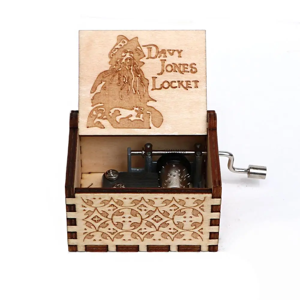 Wholesale Antique Carved Wood Hand Music Box Caribbean Pirate Birthday Gift Christmas Home Decoration | Дом и сад