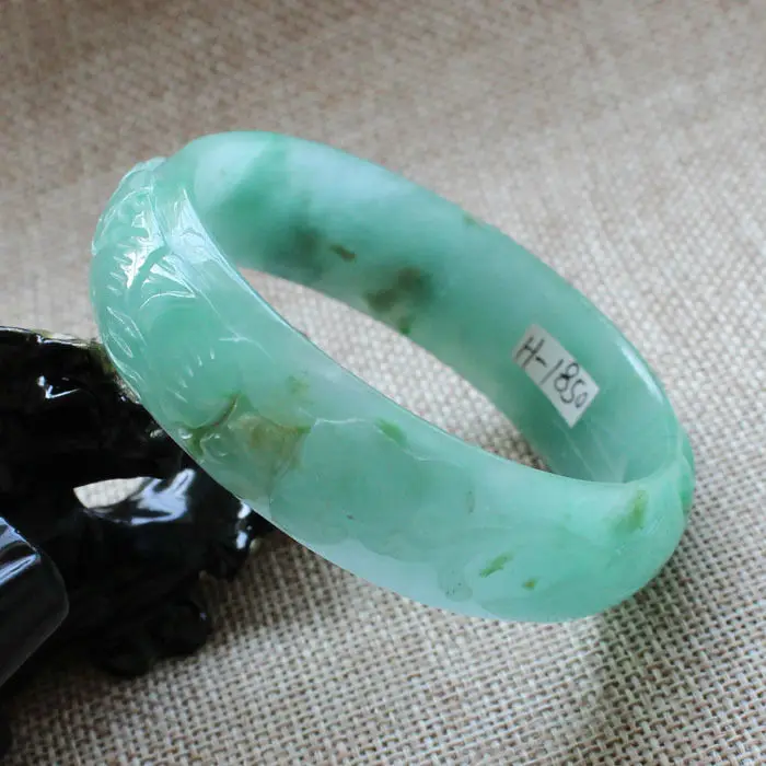 1850 китайский ручной резной изумрудно-зеленый каменный камень браслет из