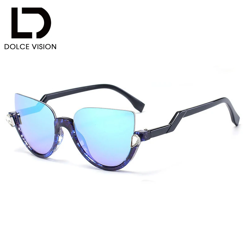Очки от бренда dolcevision, кошачий глаз, солнцезащитные очки es, половинная оправа, женские градиентные солнцезащитные очки es, Модные женские вечерние очки UV400, оттенки - Цвет линз: 003