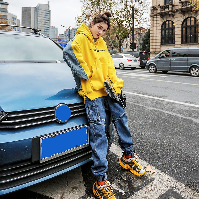 Женский весенне-осенний комплект из 2 предметов джинсовая стеганая Толстовка +