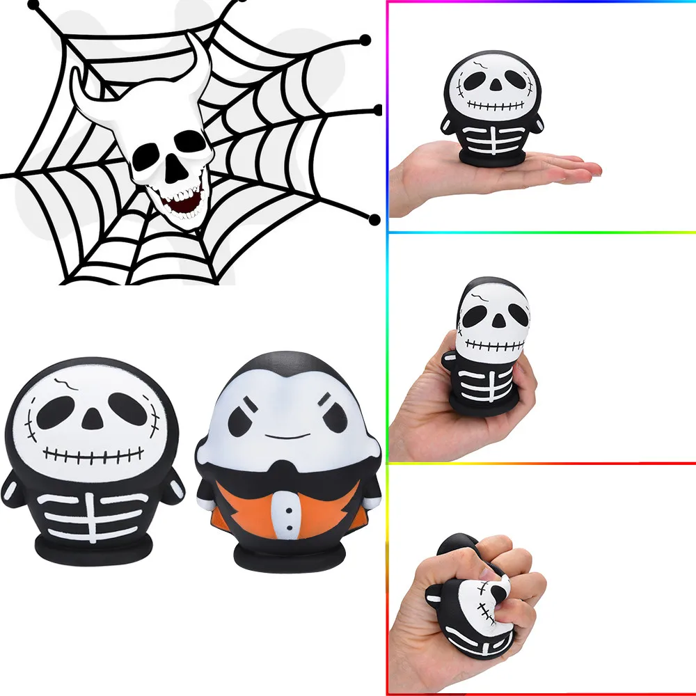 Хэллоуин Skulll Ароматические приседания медленно растет дети игрушки снятие
