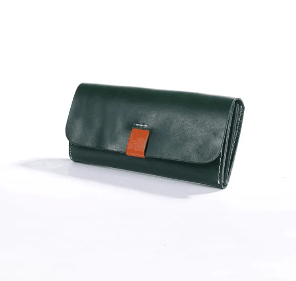 

Vintage genuine leather handmade cow skin long purse for women high quality