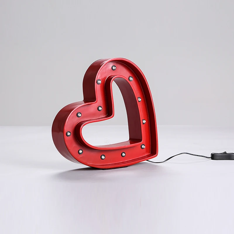 Настольная лампа в стиле ретро с красным сердечком из смолы|heart table lamp|table lighttable lamp