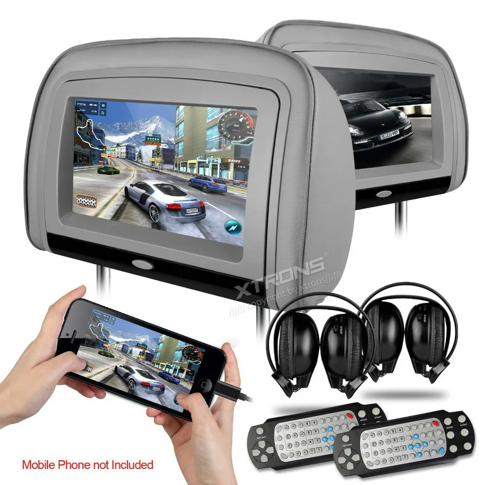 DVD плеер XTRONS серый с 2 ИК наушниками 8 бит и 32 бит|headrest dvd player|headrest car playercar headrest player |