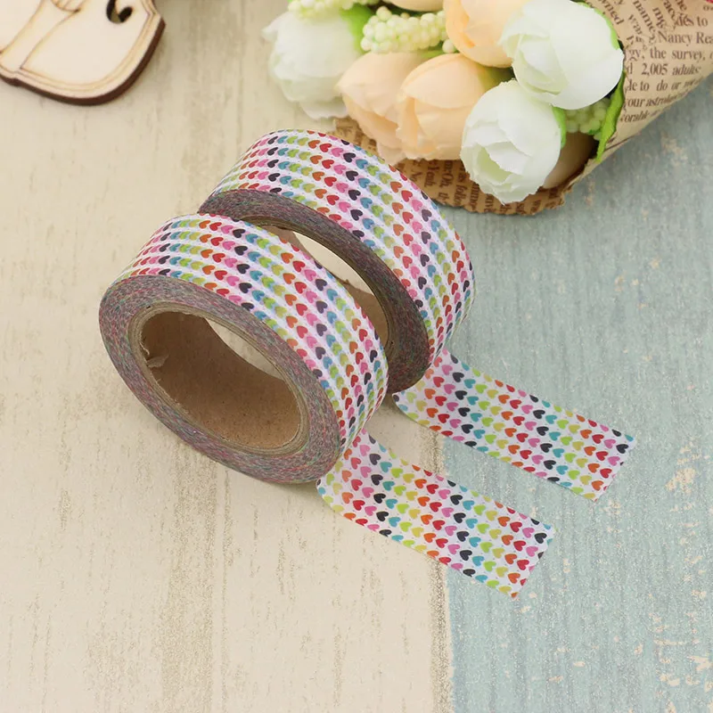 1 рулон красочная лента washi сердце японский 1,5*10 м Kawaii лента для скрапбукинга Рождество Фото Альбом Diy декоративные ленты