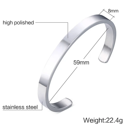 8mm Wide Silver 6/8 мм широкий полировка простой цвет серебристый, золотой черный Цвет Для женщин Для мужчин манжеты Jewelry Нержавеющая сталь браслет best любителей подарок - Окраска металла: 8mm Wide Silver