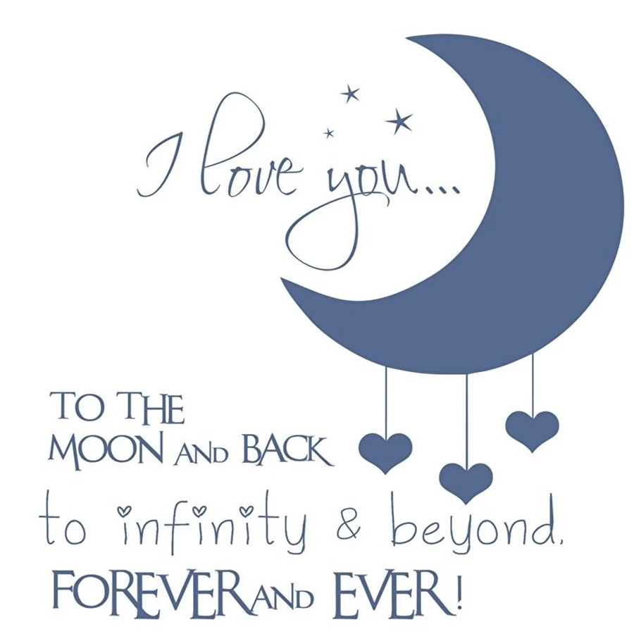 Виниловые наклейки на стену для детской спальни с надписью I Love You To The Moon And Back