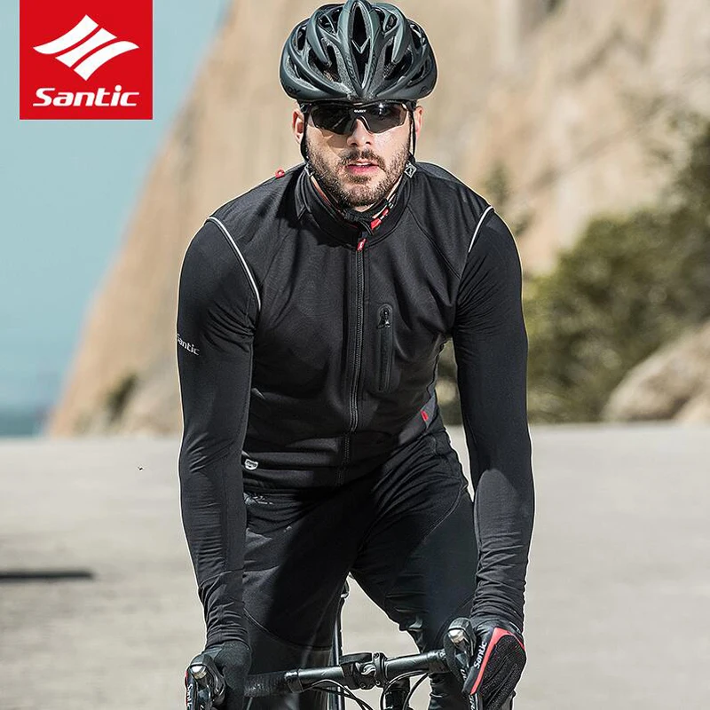 

Santic Spring Autumn Men Cycling Vest Windproof Reflective Sleeveless Anti-sweat Warm Jackets Riding Vest Road Bike Vest