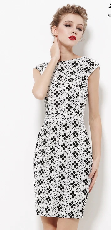 Hot Charming Style 2014 Euro and Amrica Slim sheath knee Legth Sleeveless O-Neck printed fashion&amp Sexy Dresses | Женская одежда