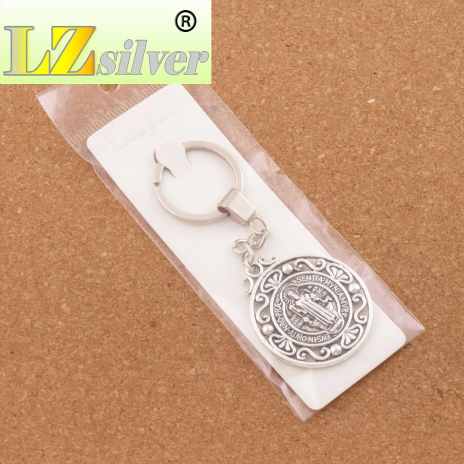 

10pcs saint Christopher Keychain Protect Our Travels Medal Key Chain 2Colors 30mm rings K1787