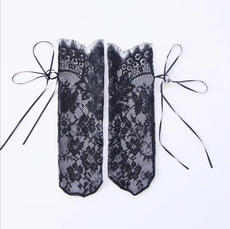black lace socks Винтаж Ретро цветочные прозрачные короткие носки для женщин Шаблон ресниц рюшами Оборками Harajuku милые леди белый принцесса свадебный танец - Цвет: black lace socks