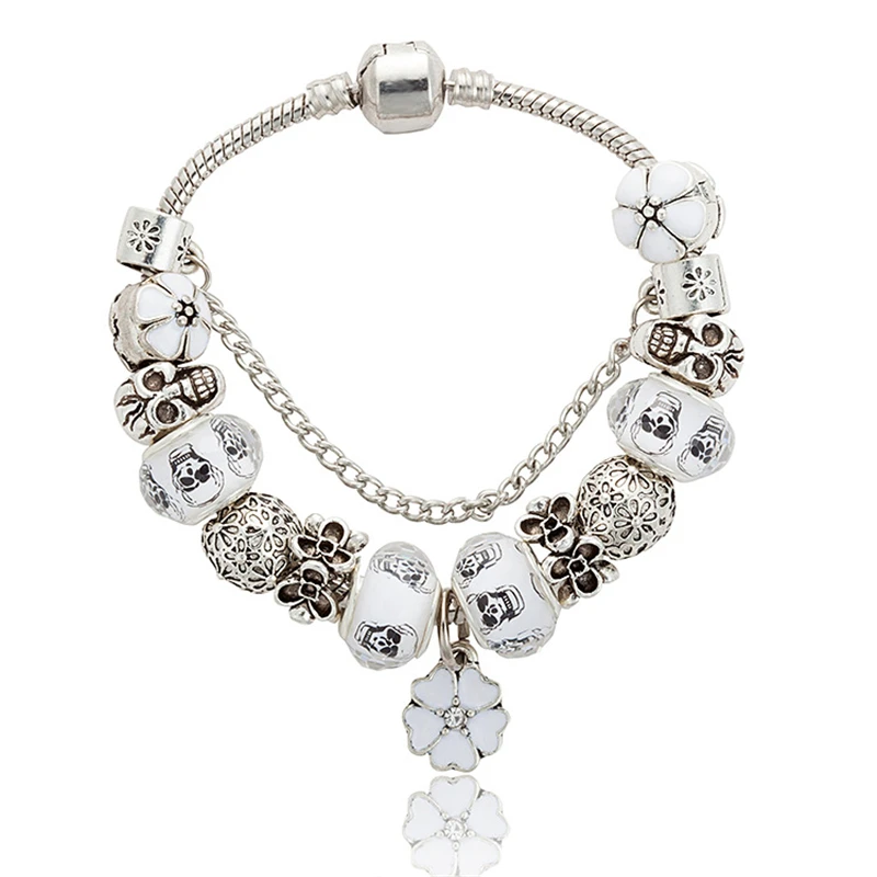 Женский браслет с подвеской в виде цветка белыми бусинами шамиа 2019|Браслеты