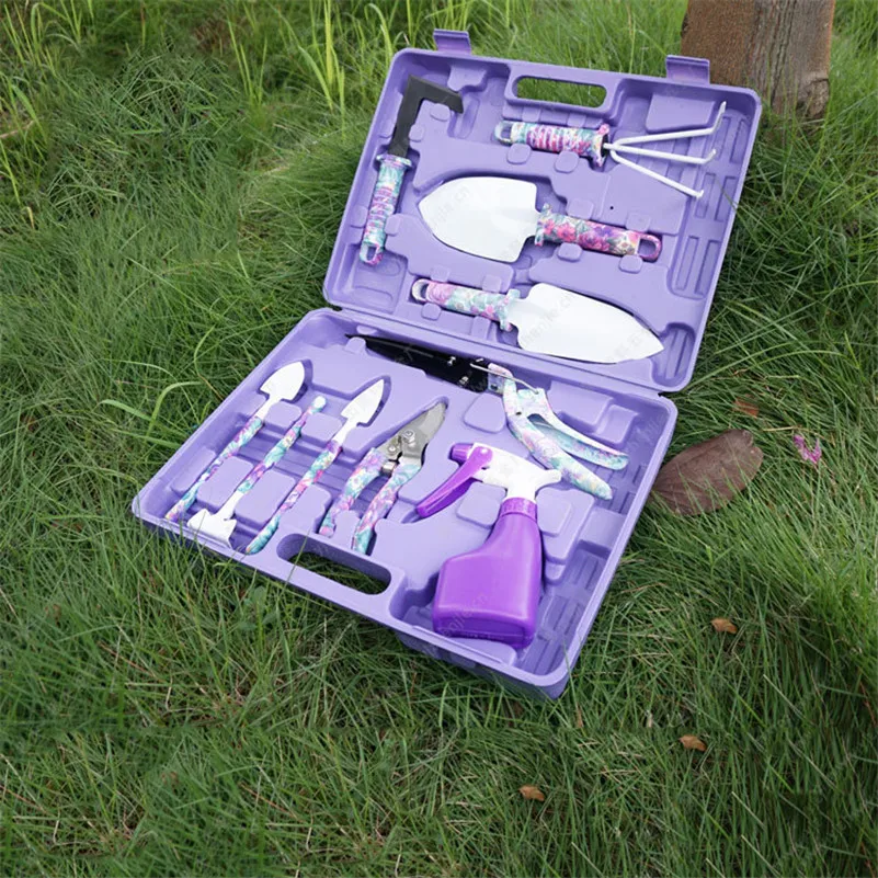 10 шт. Набор садовых инструментов с пластиковой коробкой напечатанной лопатой
