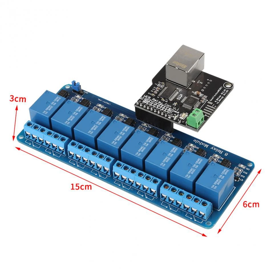 Ethernet Управление модуля локальной сети Wan веб-сервер Управление модуль RJ45 Порты и разъёмы с 8-канальный реле Управление модуль двойной TCP реле