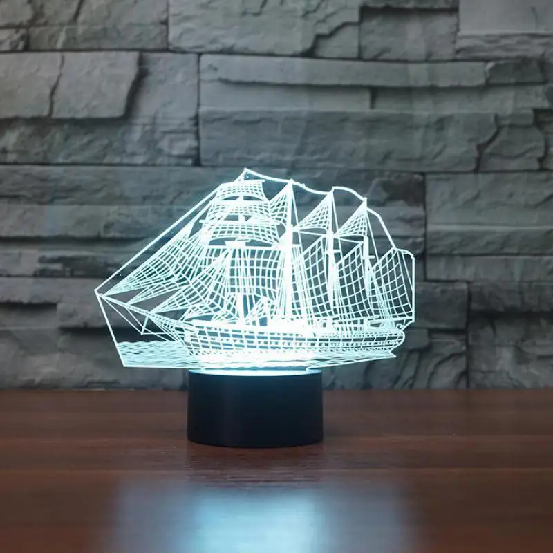 Креативные товары Парусная 3d лампа светодиодный декоративный настольный ночник