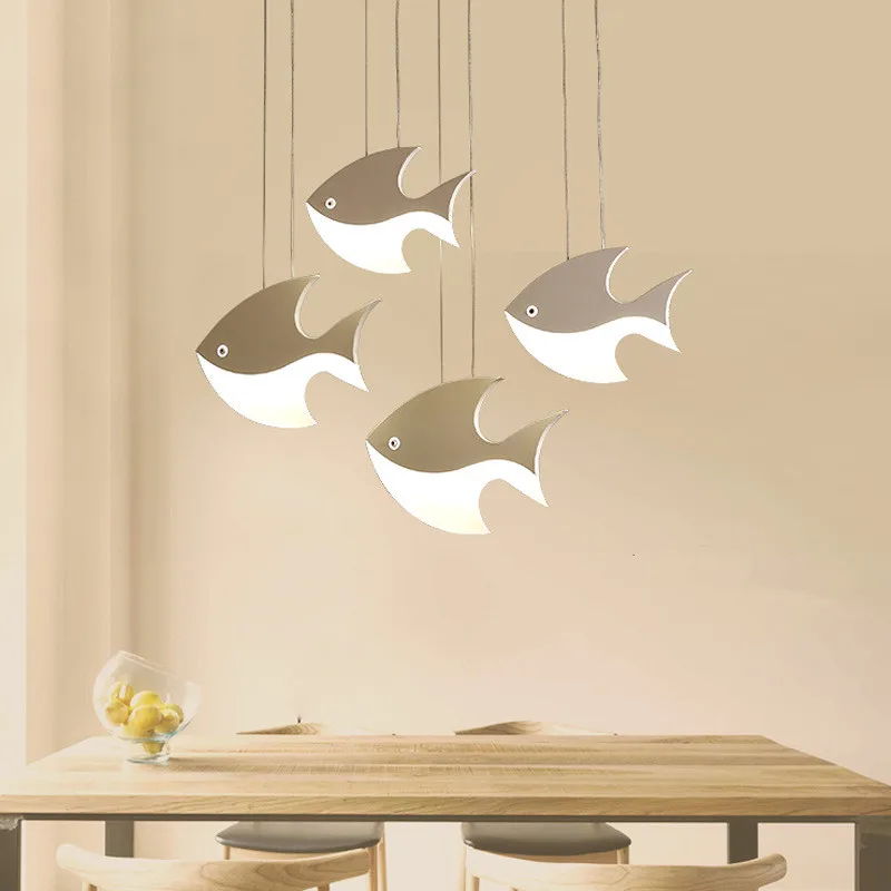 Современный светодиодный подвесной светильник в виде рыбы для столовой гостиной