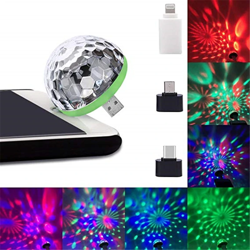 Дискотечные огни, мини USB красочные огни, самоходные хрустальные магические шары сценические огни, USB порт питания, хороший выбор