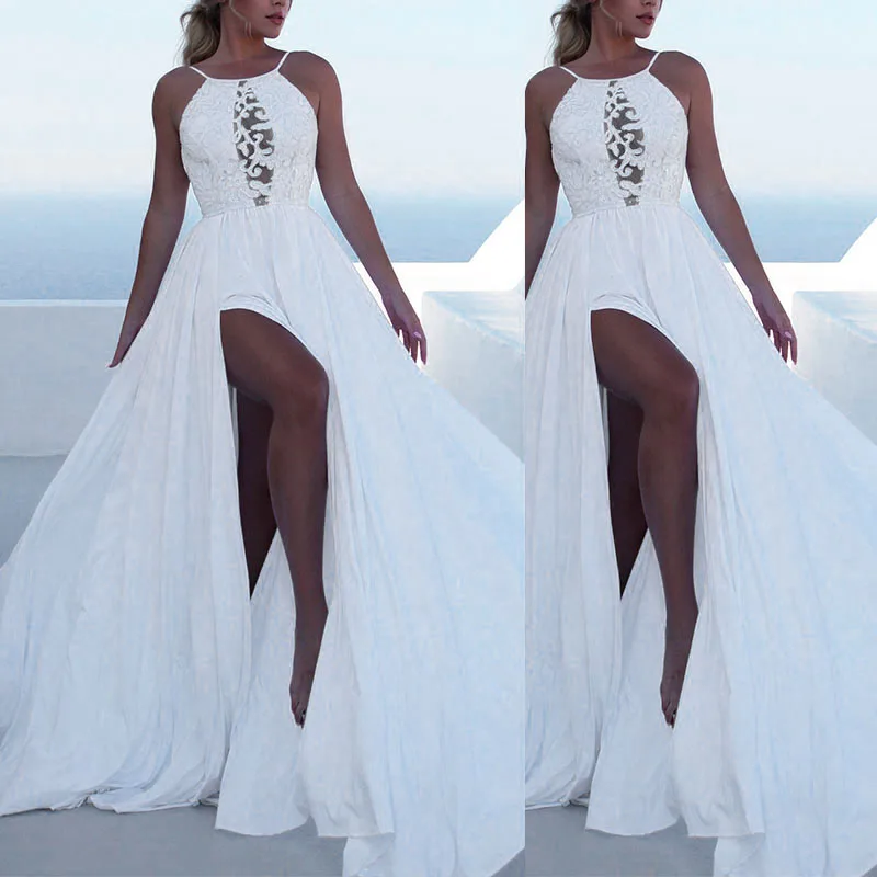 Длинное платье Дамская Женская одежда летние модные сексуальные без спинки