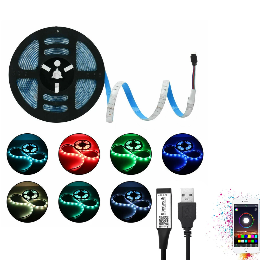 USB Bluetooth 4 0 Светодиодная лента 5 в 5050 RGB гибкий 2x50 см + 2x100 Цвет изменчивый ТВ