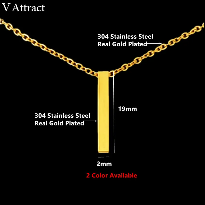 V Attract 2017 Handmade Jewelry One Direction Geometric Long Bar Necklaces Stainless Steel Chai Pendant For Women Christmas Gift|collier ras du