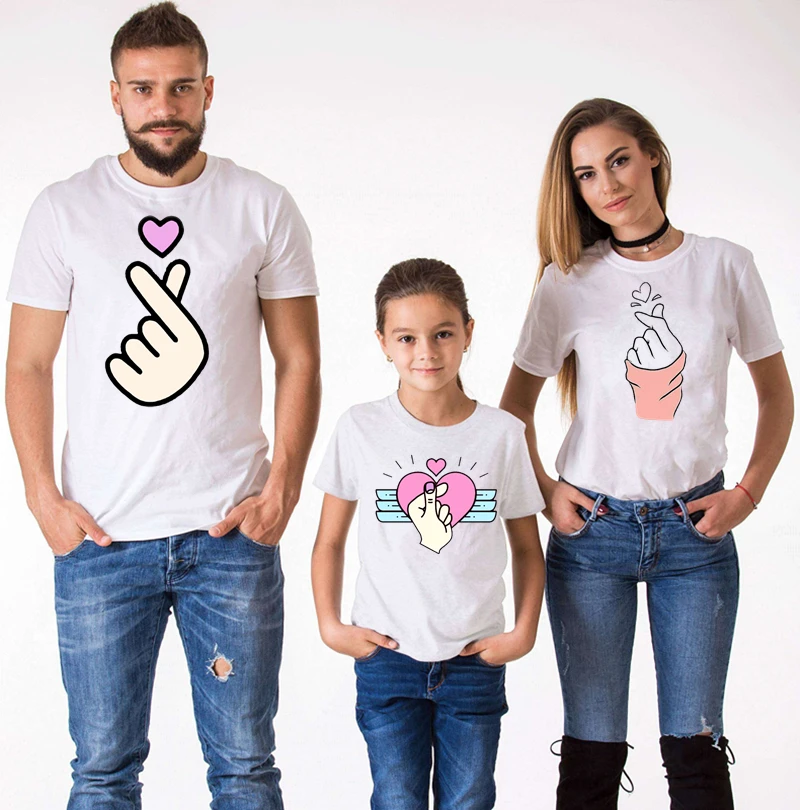 

Palm Heart Finger Hand Family T-shirt Daddy Mommy Baby Family Matching Clothes Mommy and Me Matching Christmas Clothes