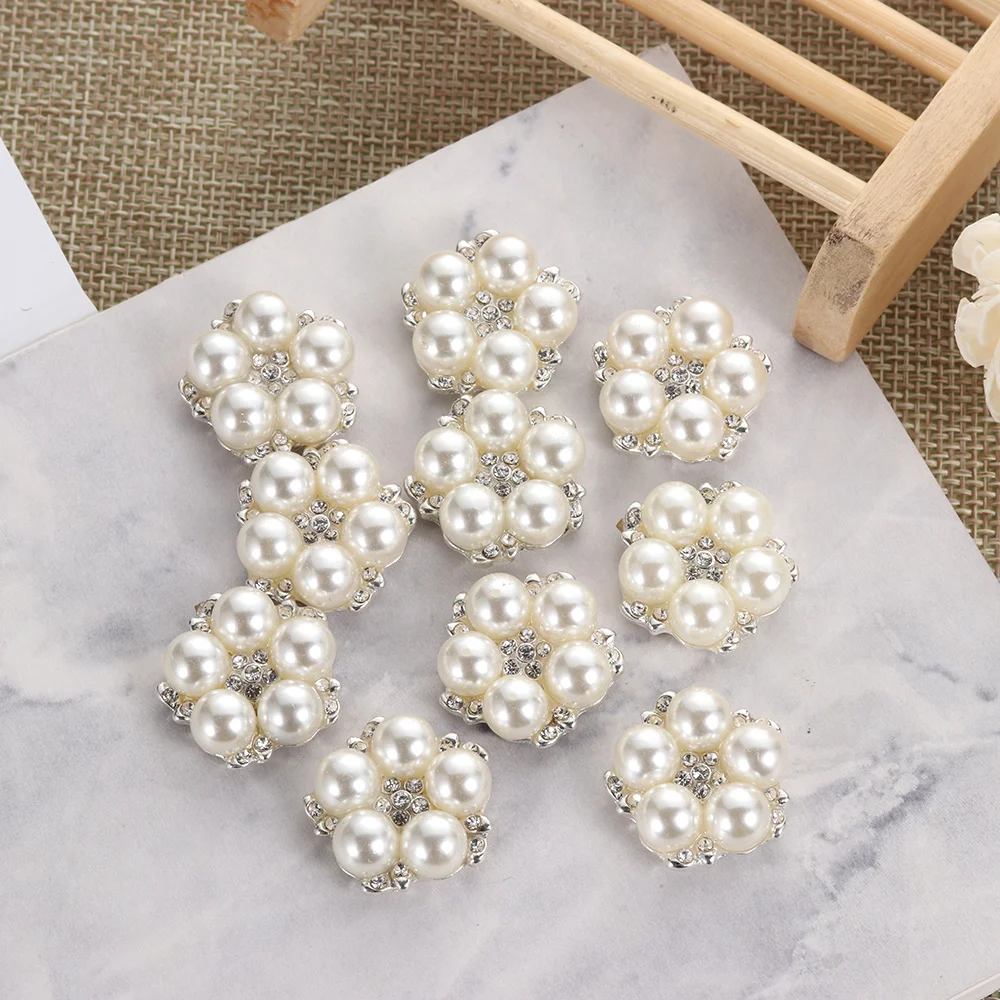 10pcs/set Flower Rhinestones Buttons Pearl button wedding decoration Diy Alloy Diamante Cryustal Bow Sewing Decor Accessories | Дом и сад