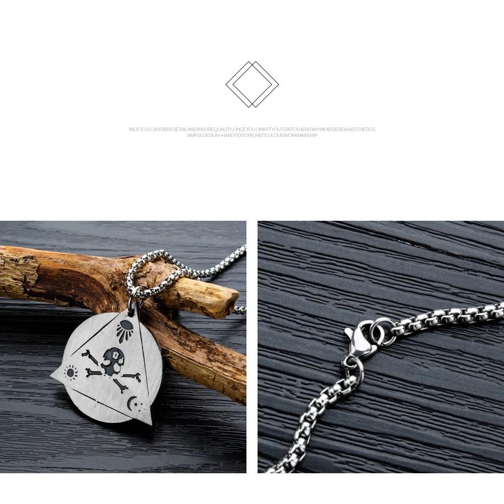 New Fashion Stainless Steel Punk Style Masonic Eye Pendant Necklace For Men Jewelry Gift XL096