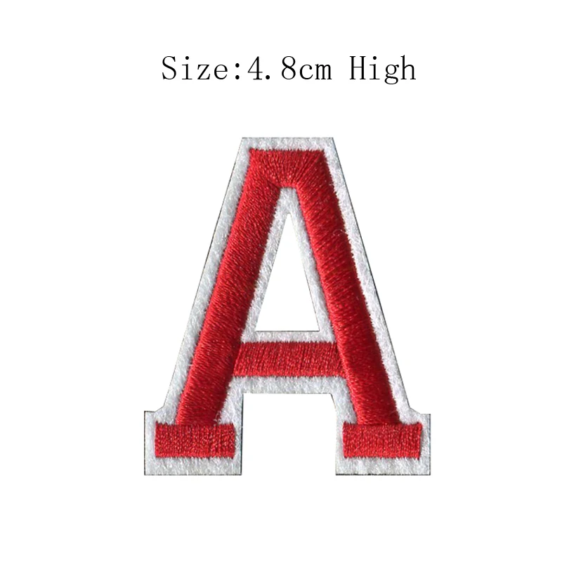 A bagde 1 шт., A-Z, белые и красные английские алфавитные буквы, Смешанные Вышитые нашивки, нашивки для одежды, сумки, штаны(высота 48 мм - Цвет: A bagde