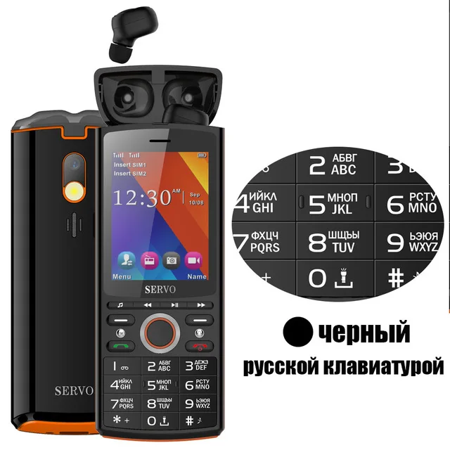 SERVO R25 Беспроводная Bluetooth гарнитура Мобильный телефон fm-радио 6000 мАч большой аккумулятор банк питания MP3 MP4 музыкальный мобильный телефон - Цвет: Black RU Keyboard