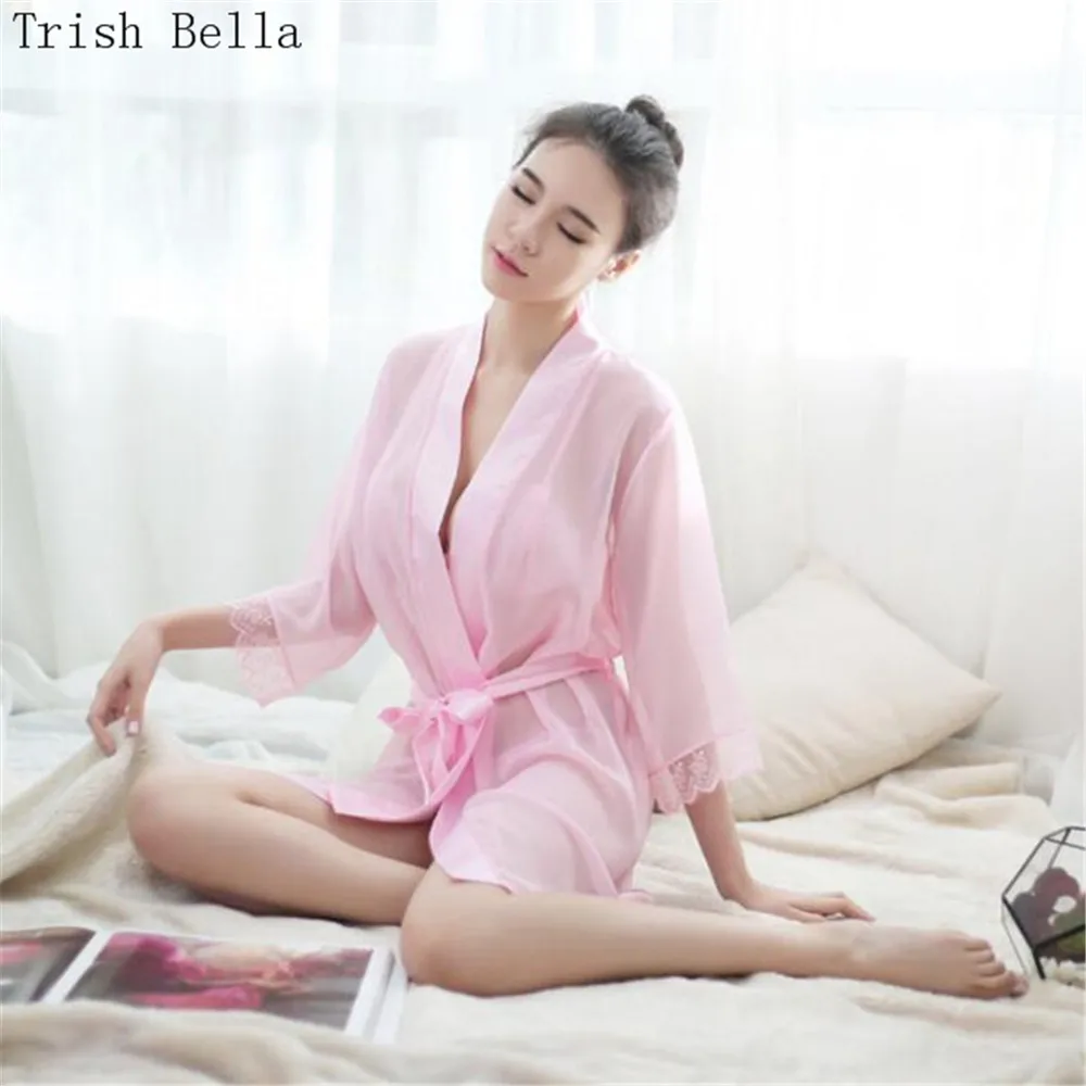 Кружевное Прозрачное Бикини кардиган связывающая Роса пижама открытая