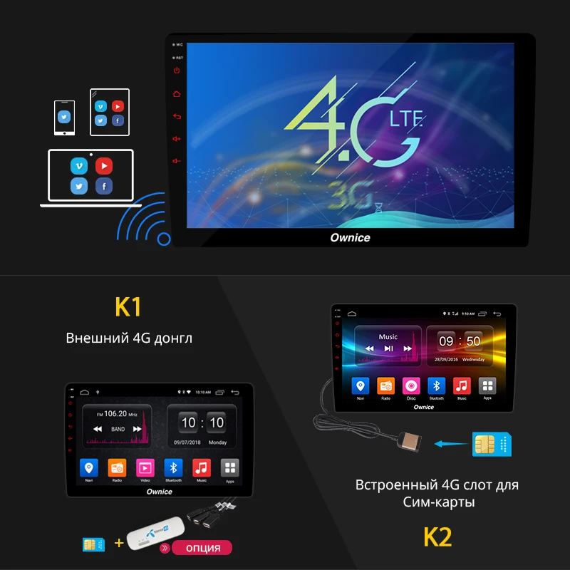 Ownice K1 K2 Android 8 1 Octa Core автомобильный Радио плеер gps для toyota highlander 2015 2G Оперативная