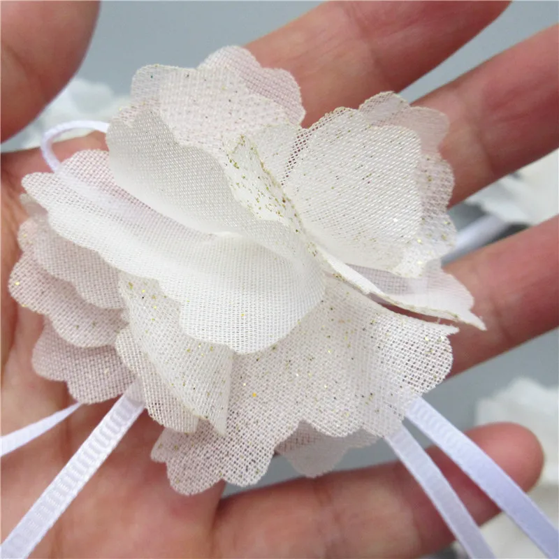 12 шт. бант цветок 3D шифон кластер с цветами кружевное платье украшение кружевная