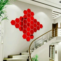 acrylic hexagonal frame mirror stereo wall stickers living room porch aisle staircase personality decorative mirror stickers