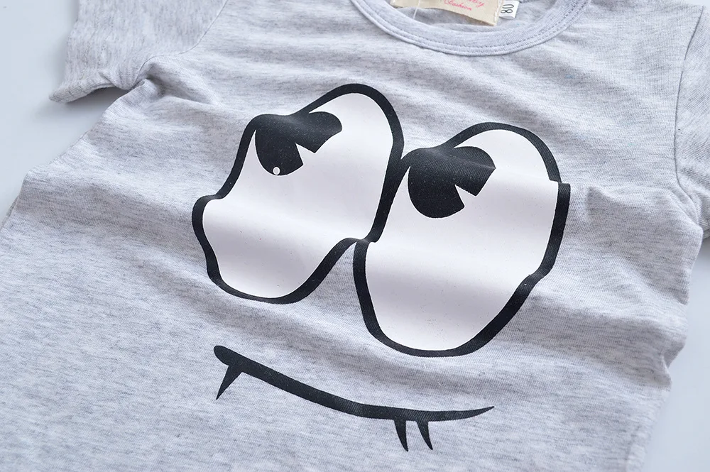 Летний комплект для малышей: 2019 Одежда младенцев большие глаза милые футболки с