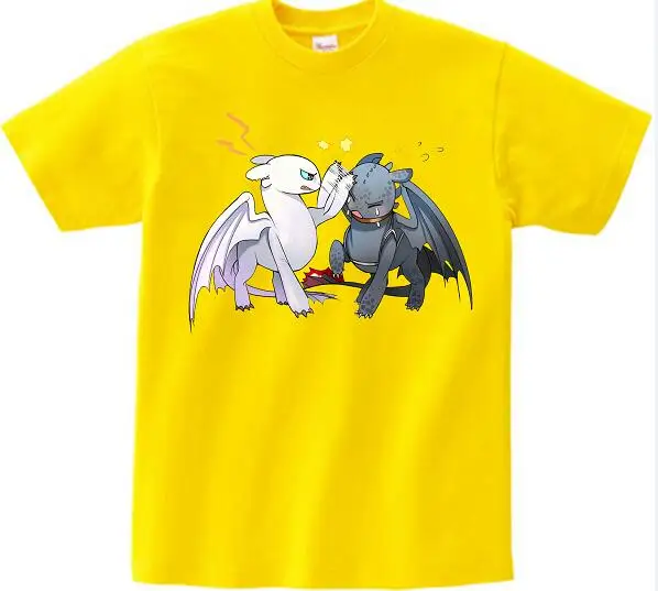 yellow childreTshirt Коллекция года, футболка «скрытый мир» милые детские топы, футболки с героями мультфильма «Как приручить дракона» летняя одежда с фантазийным рисунком, MJ - Цвет: yellow childreTshirt