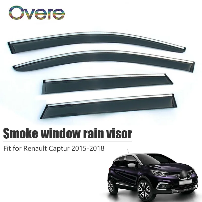 OVERE Новый 1 комплект козырек от дождя для дыма Renault Captur 2015 2016 2017 2018 ABS дефлекторы