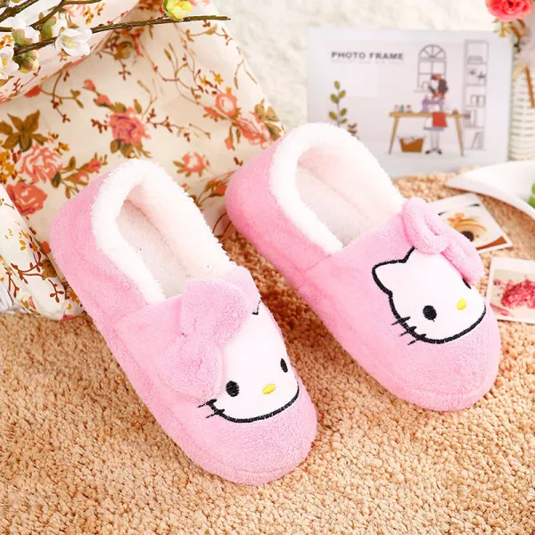pink 36-37 Новинка; женская обувь «hello kitty»; тонкий светильник; домашние тапочки; домашняя обувь из плюша - Цвет: pink 36-37