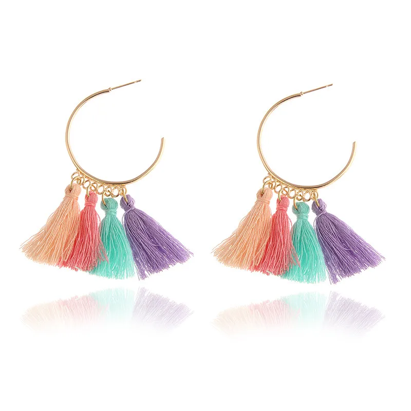 Модные женские яркие разноцветные этнические серьги подвески для женщин