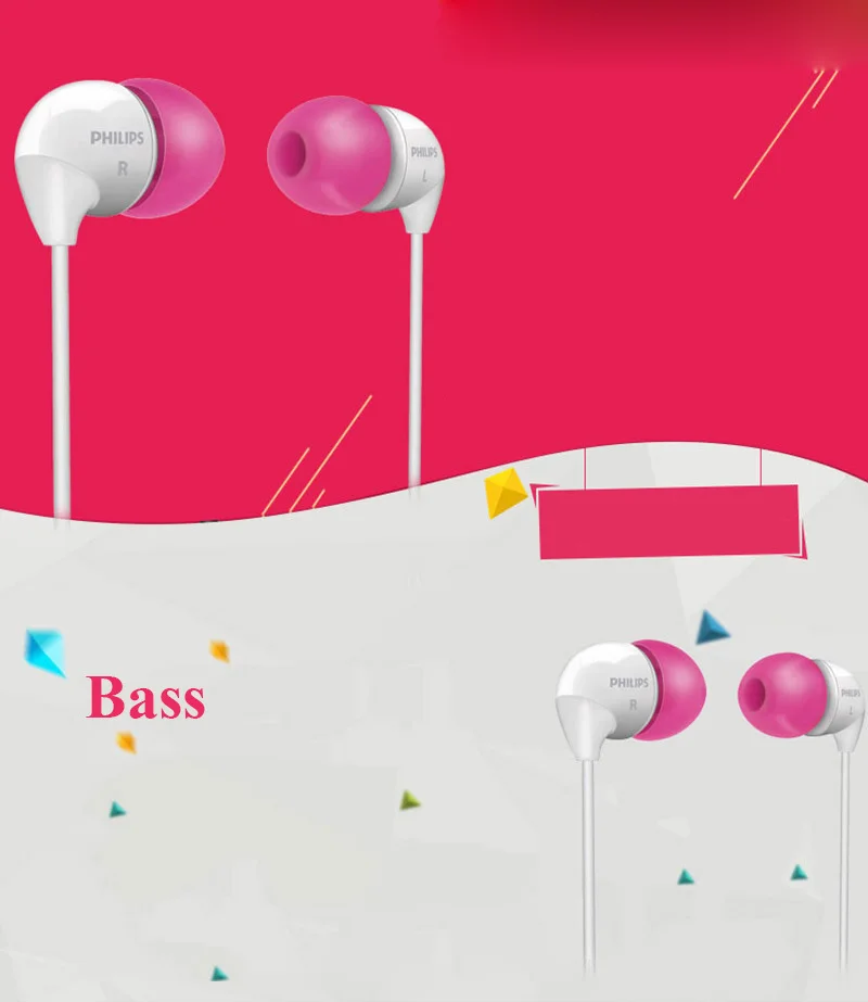Оригинальные наушники-вкладыши Philips SHE3501 с плоской головкой проводным микрофоном