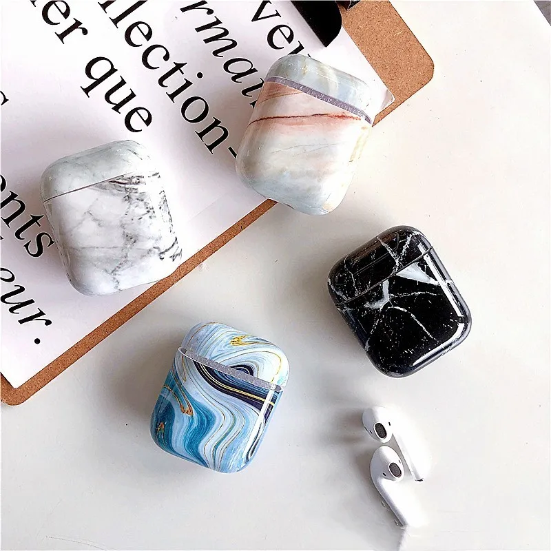 Агатовые мраморные жесткие наушники чехол для Apple Airpods 2 чехол Защитная крышка аксессуары Bluetooth Беспроводная зарядка Коробка Чехол Сумки