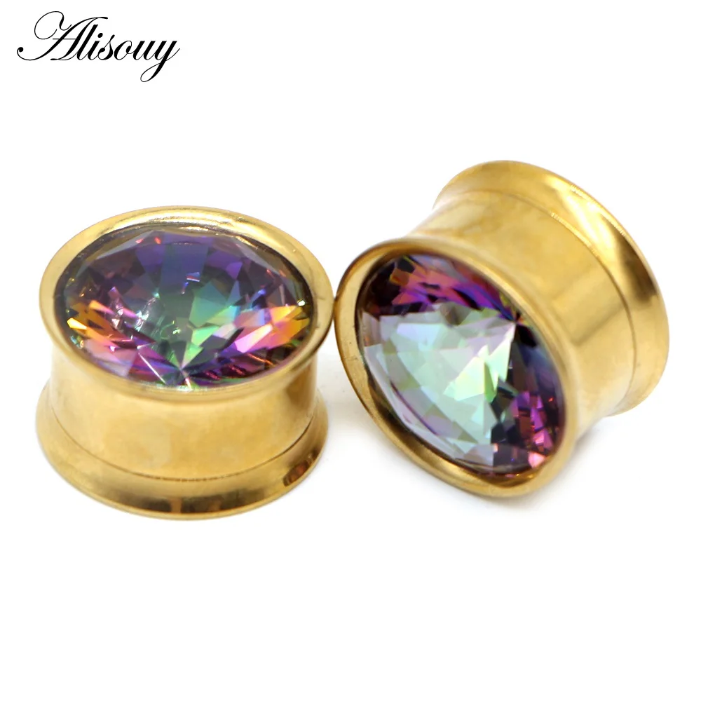 908d Gold Alisouy 2 шт. Сталь красочный анодированный внутренняя нить штанга Ушная, винтовая вставка для туннелей тоннели для ушей расширитель для тоннелей - Окраска металла: 908d Gold