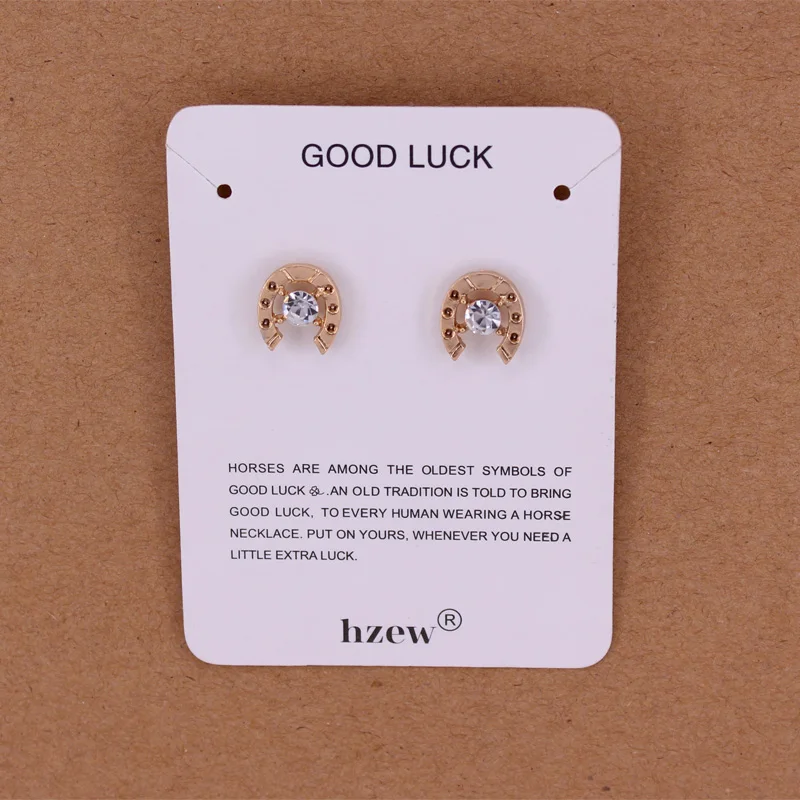 Hzew милые лошади два цвета серьги Хрустальная Подкова серьги|Серьги-гвоздики| |